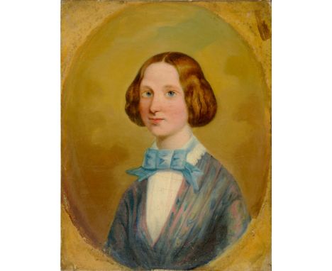 19TH C SCHOOL, PORTRAIT OF A YOUNG GIRL, OIL ON BOARD, OVAL, 23 X 18CM, UNFRAMED 