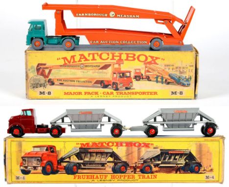 TWO MATCHBOX MAJOR PACKS - CAR TRANSPORTER M8 AND FRUEHAUF HOPPER TRAIN M4, BOTH BOXED 