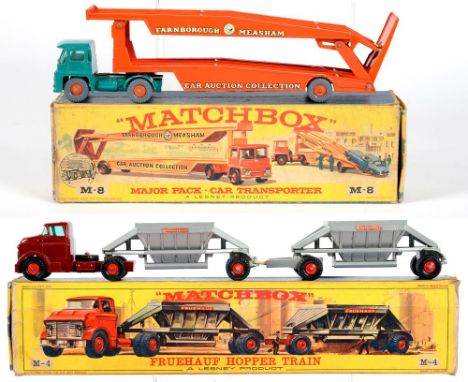 TWO MATCHBOX MAJOR PACKS - CAR TRANSPORTER M8 AND FRUEHAUF HOPPER TRAIN M4, BOTH BOXED 