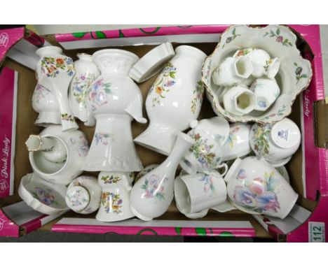 A large collection of Aynsley Pembroke, Wild Garden &amp; similar floral decorated vases &amp; planters 