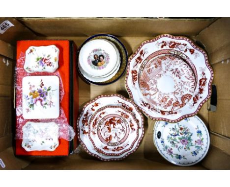 A mixed Collection of items to include Boxed Crown Derby Posies patterned Trinket box &amp; pin dishes set, Coalport Indian T