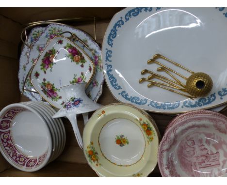 A mixed collection of ceramic items to include Royal Albert Old Country Roses dishes, Royal Albert Petty point china cake pla