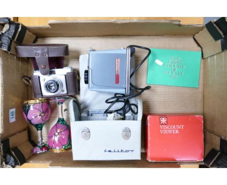 A mixed Collection of items to include Illord Sportster Film Camera, Felitorr slide projector, Viscount Slide viewer, hand de
