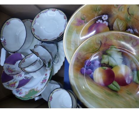 A mixed collection of ceramic items to include two brookdale hand painted fruity study plates together with Art deco teaware 