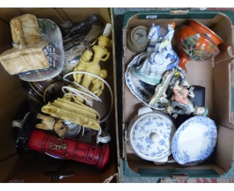 A mixed collection of items to include lidded tureen, Masons open veg dish, silver plated with silver collar fish serving set