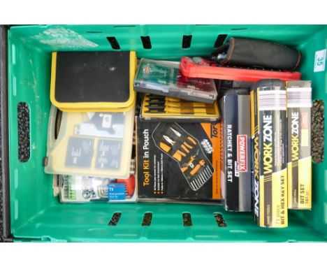 A collection of mainly unused hand tools including screwdrivers, spanners, pliers, etc (1 tray) 