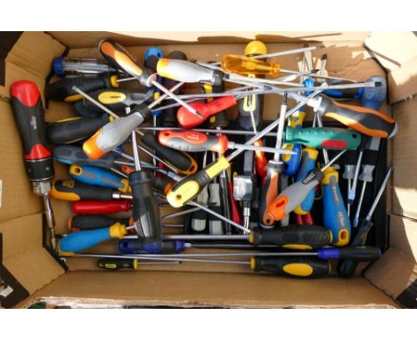 A collection of mainly unused hand tools including screwdrivers, spanners, pliers, etc (1 tray) 