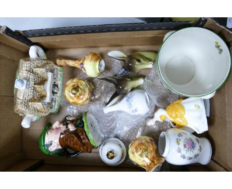 A Mixed Collection of Ceramic items to include Sherlock Holmes Museum Toby Jug, Staffordshire China Fruit Items, Florabunda P