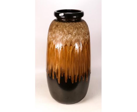 Very large West German Vase - running light brown to dark brown glaze on dark brown ground - 284-53 - small chip to foot rim 