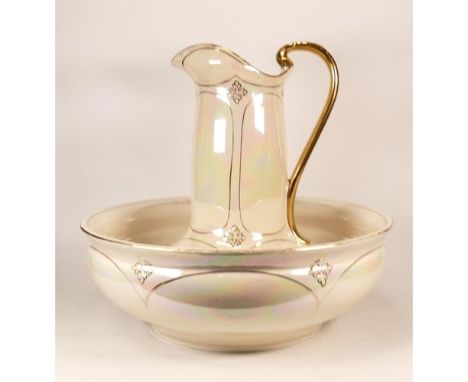 Crown Devon Fielding Large Lustre Wash Basin &amp; Jug, height  34cm(2) 