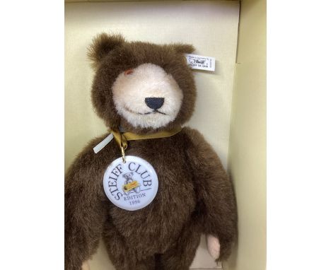   Steiff 1996 replica Vintage teddy bear toy  1935 Dicky Brown Bear 32cm with creamy highlights  fitted with a porcelain sign