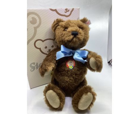 Steiff Vintage boxed teddy bear Brown mohair 1956-2006 Replica traditional teddy bear white tag 9 ( no 1198) in dark brown mo