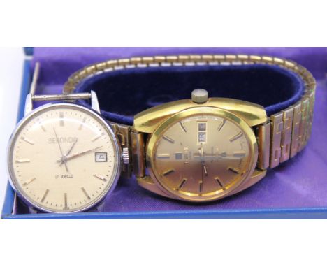 Vintage Tissot Automatic Seastar Watch with Gold Plated Stretchable Bracelet Boxed & Sekonda 17 Jewels Watch Face without str