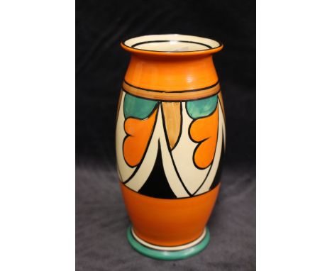 A Clarice Cliff "Double V" Bizarre baluster shaped vase, printed marks, 20cm high