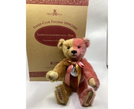     Steiff vintage teddy bear teddy bear golden brown and Dusky Pink 32cm 420184 reference  year 2000 classic harlequin 2 way