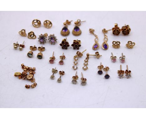 Selection of 9ct Gold Earrings and some odd 9ct Gold Earrings Butterfly backs.  There is Seventeen pairs of 9ct Gold Earrings
