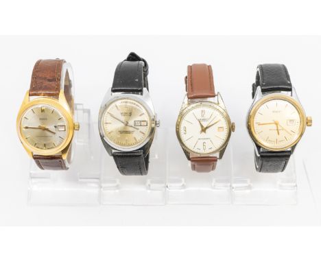 Selection of four Vintage watches.  To include a Monde Toptime hand winding mechanical watch, a Duromatic Calendar watch, a E