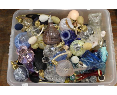 A quantity of glass scent and perfume bottles, some with perfume still in, to include Caithness glass scent bottles. (1)