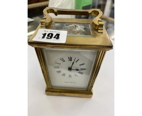 A Mappin and Webb brass carriage clock