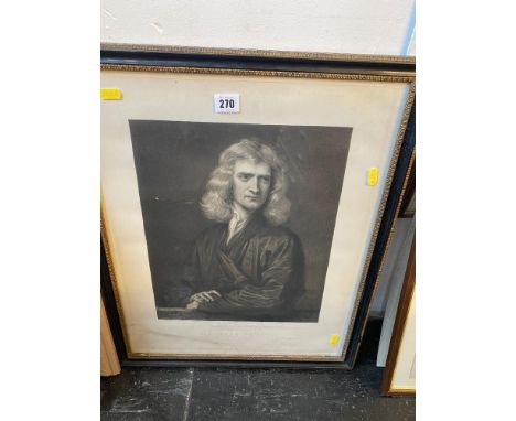 A framed print of Isaac Newton