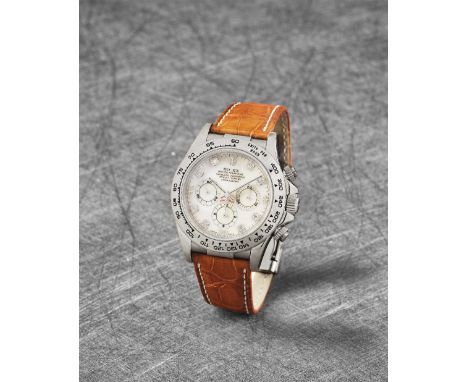 Rolex. A fine 18K white gold automatic chronograph wristwatch with diamond set mother of pearl dialModel: DaytonaReference: 1