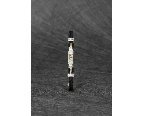 Cartier. A lady's rare platinum diamond set manual wind wristwatchDate: Circa 1928Movement: 17-jewel manual windDial: Silvere