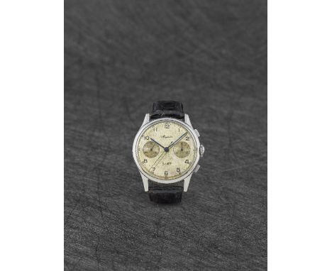 Breguet. A rare and unusual stainless steel manual wind chronograph wristwatchDate: Circa 1940Movement: Jewelled manual wind,