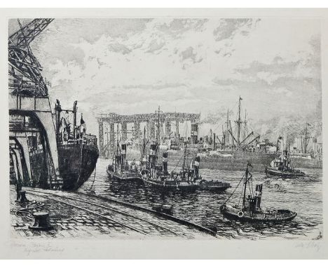 Scholz, Willy, 1889 Heilbronn - 1965 München"Bremer Hafen II". Radierung auf Bütten, rechts unten in Blei signiert, links in 
