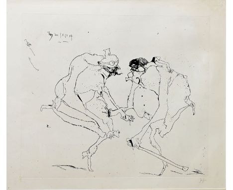 Janssen, Horst, Hamburg 1929 - 1995"VerlegenheitsTanz 10.10. 64". Schwarz/Weiß Radierung, rechts unten in Blei signiert, 1964