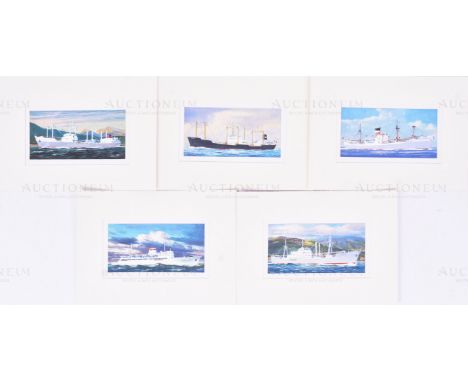 Richard Ward - x5 pieces of detailed, mixed media, original artwork created by marine artist Richard Ward for the unissued ci
