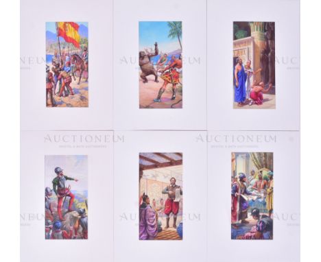 Mardon Son &amp; Hall Ltd, Bristol - x5 detailed, mixed media, illustrations of scenes from traveller's tales throughout hist