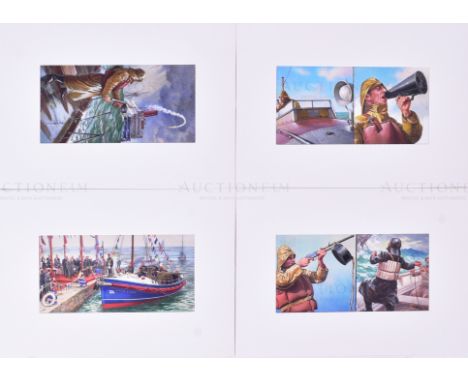 Ogdens Cigarettes - The Story Of The Life-Boat (c1950s unproduced set) - four original hand painted mixed media artwork piece