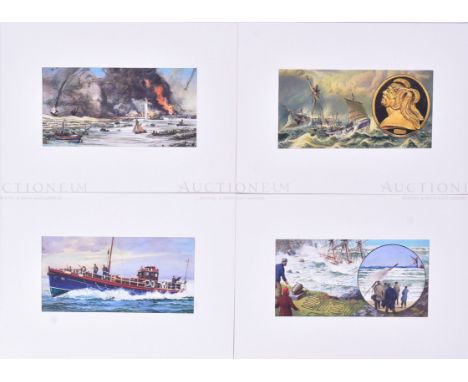 Ogdens Cigarettes - The Story Of The Life-Boat (c1950s unproduced set) - four original hand painted mixed media artwork piece