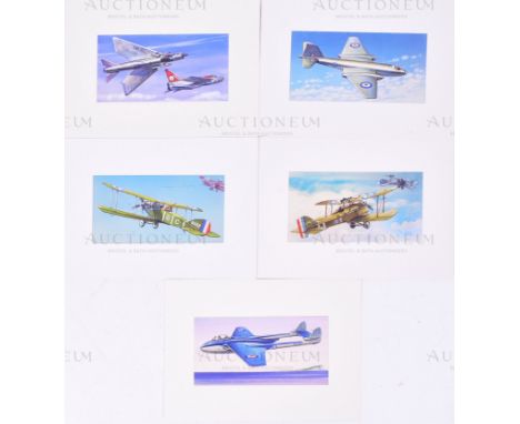 Richard Ward - x5 highly detailed, mixed media, original paintings of military aircrafts, by Richard Ward. Believed to have b