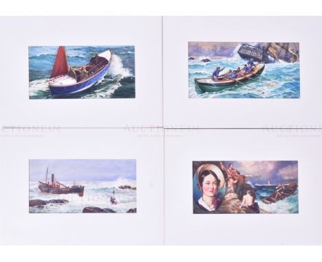 Ogdens Cigarettes - The Story Of The Life-Boat (c1950s unproduced set) - four original hand painted mixed media artwork piece
