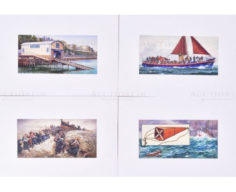 Ogdens Cigarettes - The Story Of The Life-Boat (c1950s unproduced set) - four original hand painted mixed media artwork piece