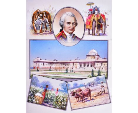 W.D. and H.O. Wills Cigarette Cards (1929) - a piece of highly detailed mixed media original artwork for 'The British Empire'