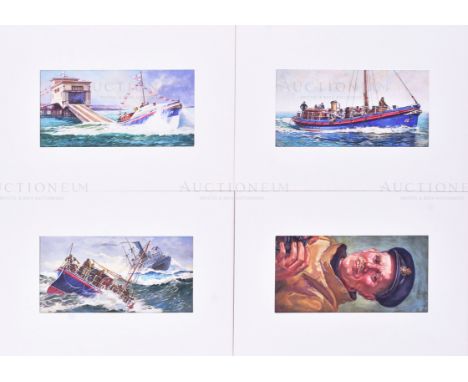 Ogdens Cigarettes - The Story Of The Life-Boat (c1950s unproduced set) - four original hand painted mixed media artwork piece