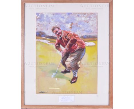 H.H.Harris (1928) - a mixed media portrait of famous golfer George Gadd of the Rochester Golf Club, London, by Herbert Harris