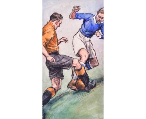 Hints on Association Football (1934) - a piece of original mixed media artwork created for the series of 50 cigarette cards '
