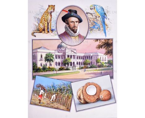 W.D. and H.O. Wills Cigarette Cards (1929) - a piece of highly detailed mixed media original artwork for 'The British Empire'