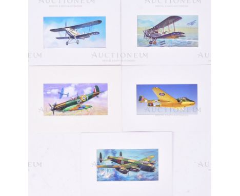 Richard Ward - x5 highly detailed, mixed media, original paintings of military aircrafts, by Richard Ward. Believed to have b