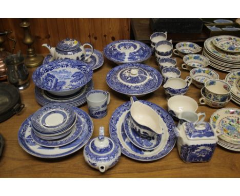 A Copeland Spode Italian patterned bowl; together with blue and white Old Willow patterned tea and dinnerware etc.