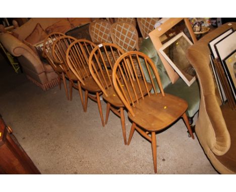 A set of five light Ercol kitchen chairs 