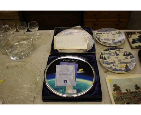 A Bradford Exchange "Concorde" cake plate; together with a Royal Worcester cake plate "Happy and Glorious"
