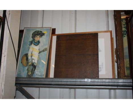 A photographic print of Marilyn Monroe together with a text on board entitled "In Congress, July 1776", a coloured print of f