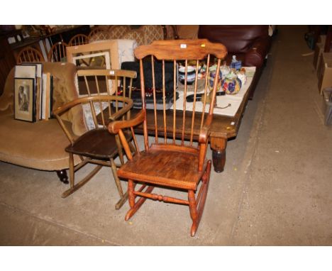 A stick back rocking chair 