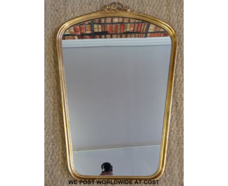 A gilt framed mirror with bow finial (H78 x W53cm) 