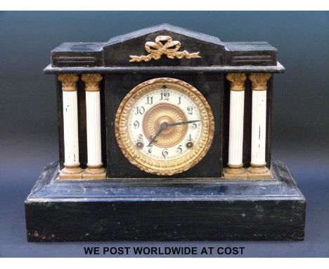 A late 19thC mantel clock in classical style with chapter ring and American movement 