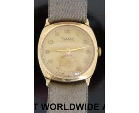 Rotary Super-Sports 9ct gold gentleman's wristwatch with inset subsidiary seconds dial, gold hands and Arabic numerals, in cu
